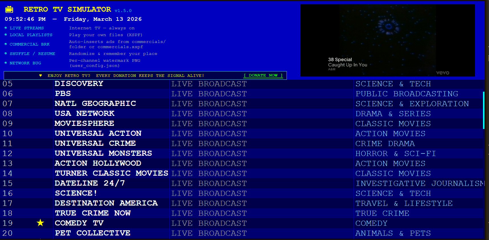RetroTV Channel Guide